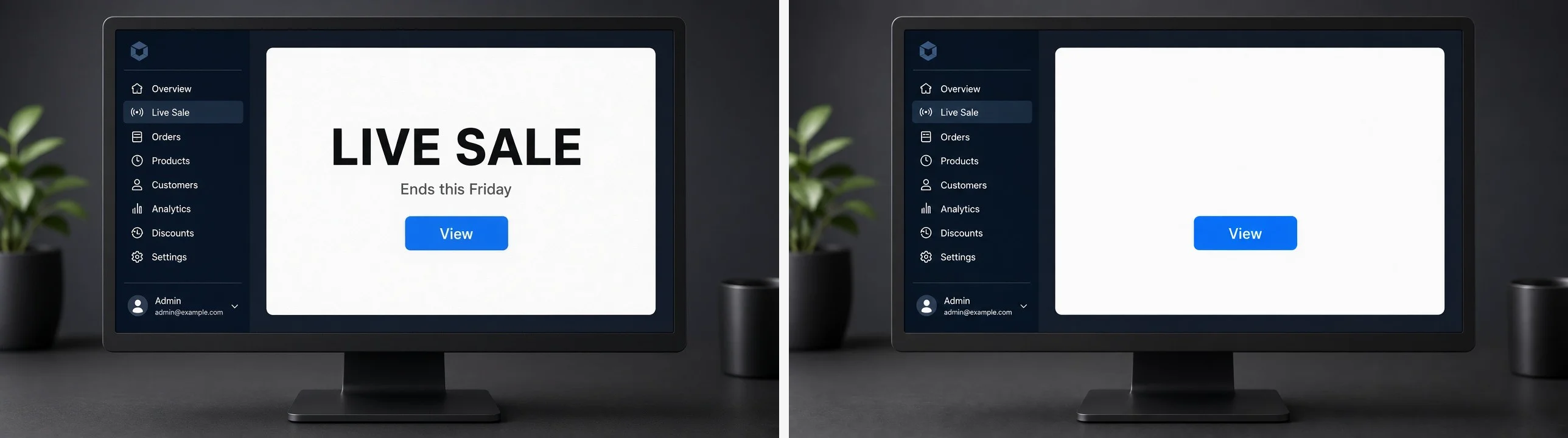 Screenshot UI before and after removing overlay text