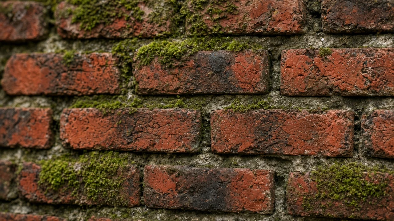 Brick wall before and after a price overlay is removed