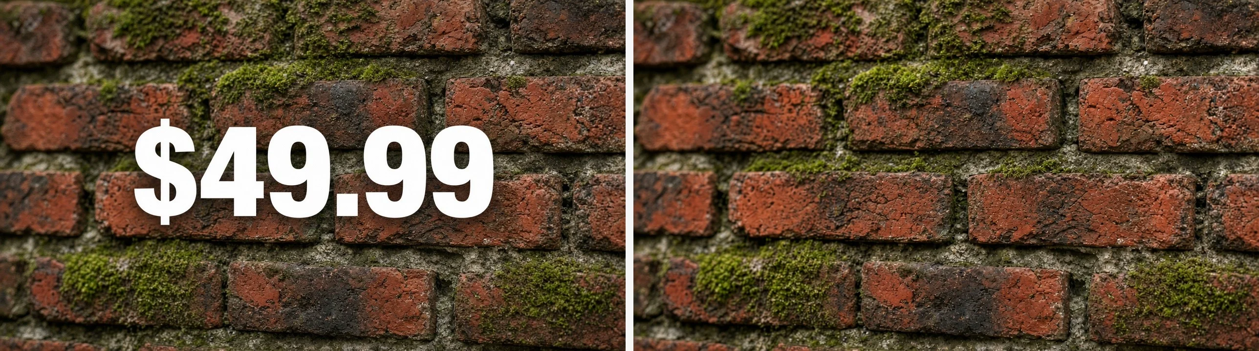 Photo scene before and after removing a price label