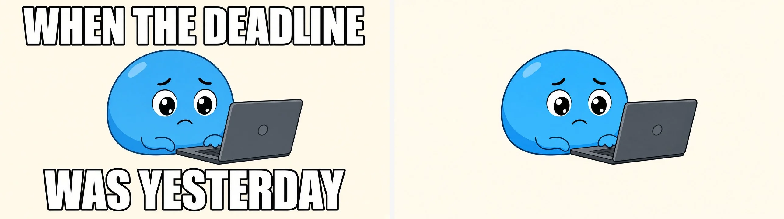 Meme graphic before and after caption removal