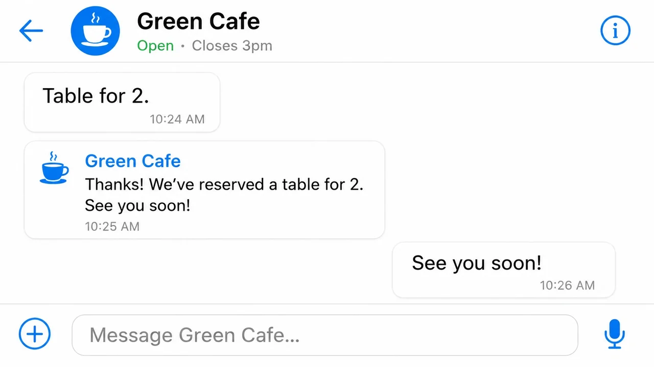 App screenshot with the store name changed from Blue Cafe to Green Cafe while the interface stays the same
